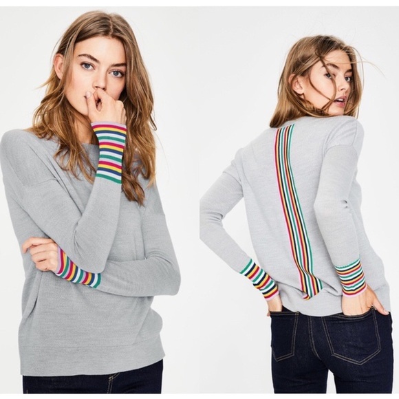 Boden Cassandra Stripe Sweater Gray 